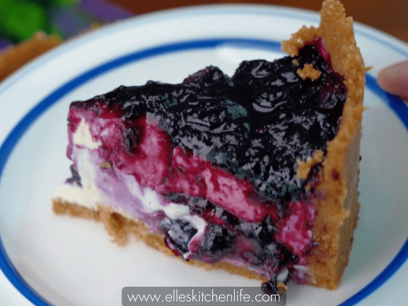 No‑Bake Blueberry Cheesecake made with full‑fat ingredients