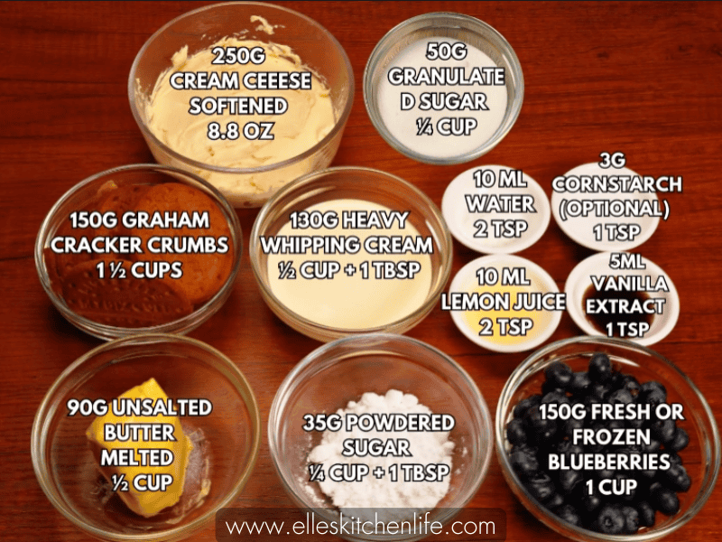 No‑Bake Blueberry Cheesecake Ingredients