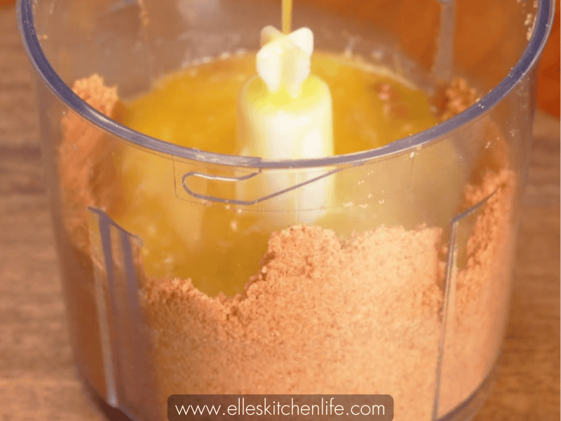Step 1c: Mix melted butter with crushed graham crackers